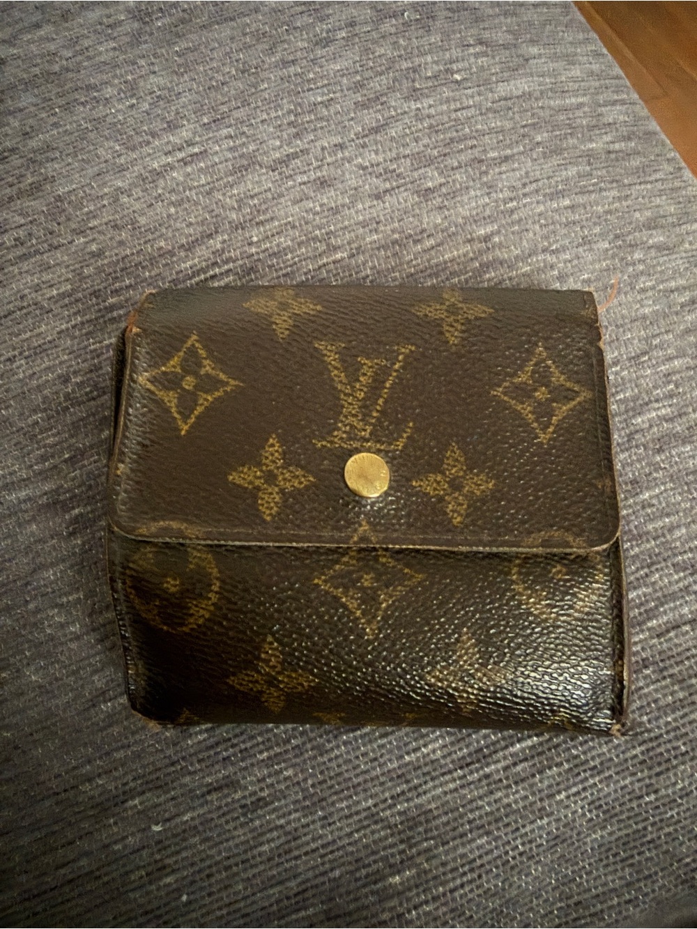 Louis Vuitton Monogram Canvas Compact Wallet in Dark Brown with Gold Hardware
